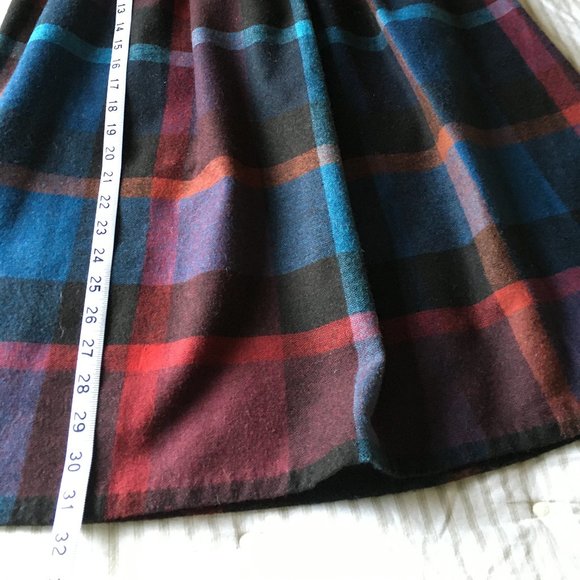 70's Vintage Plaid Midi Skirt Women's XS Wool Blend High Waist - Picture 4 of 13